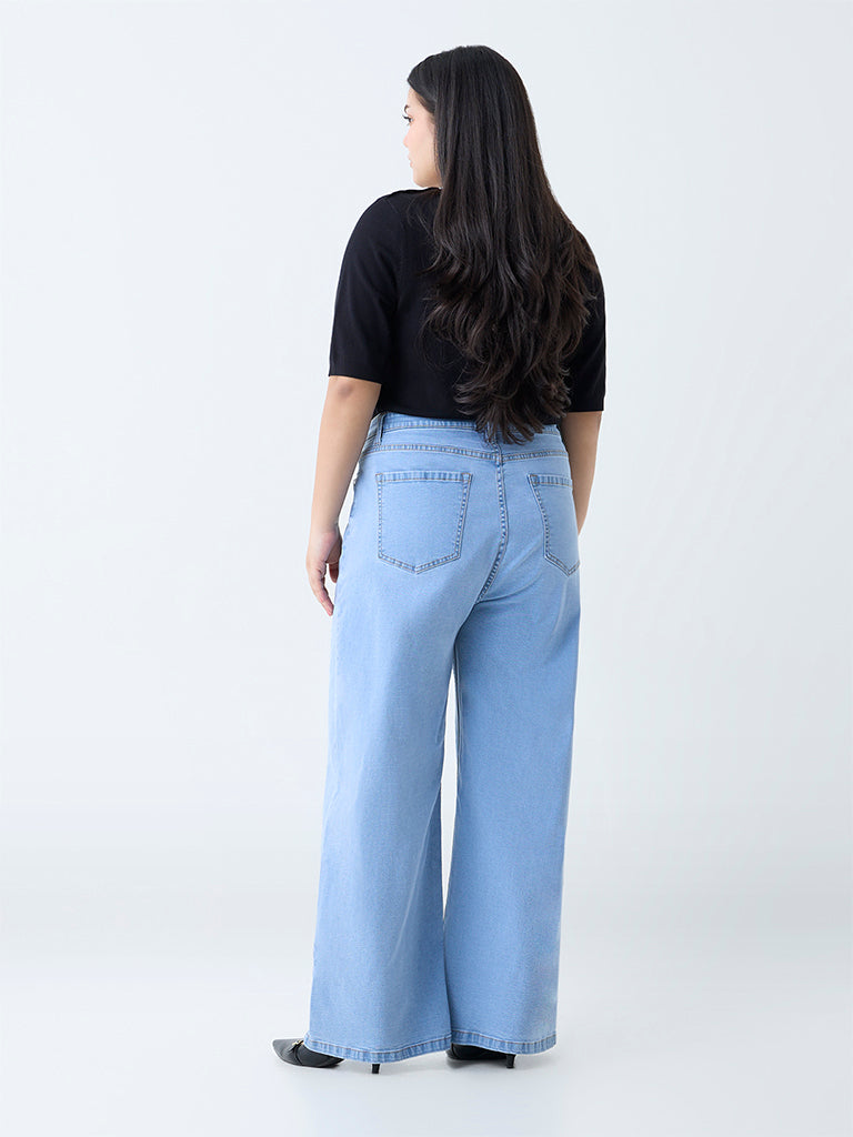 Gia Light Blue Straight-Fit High-Rise Jeans