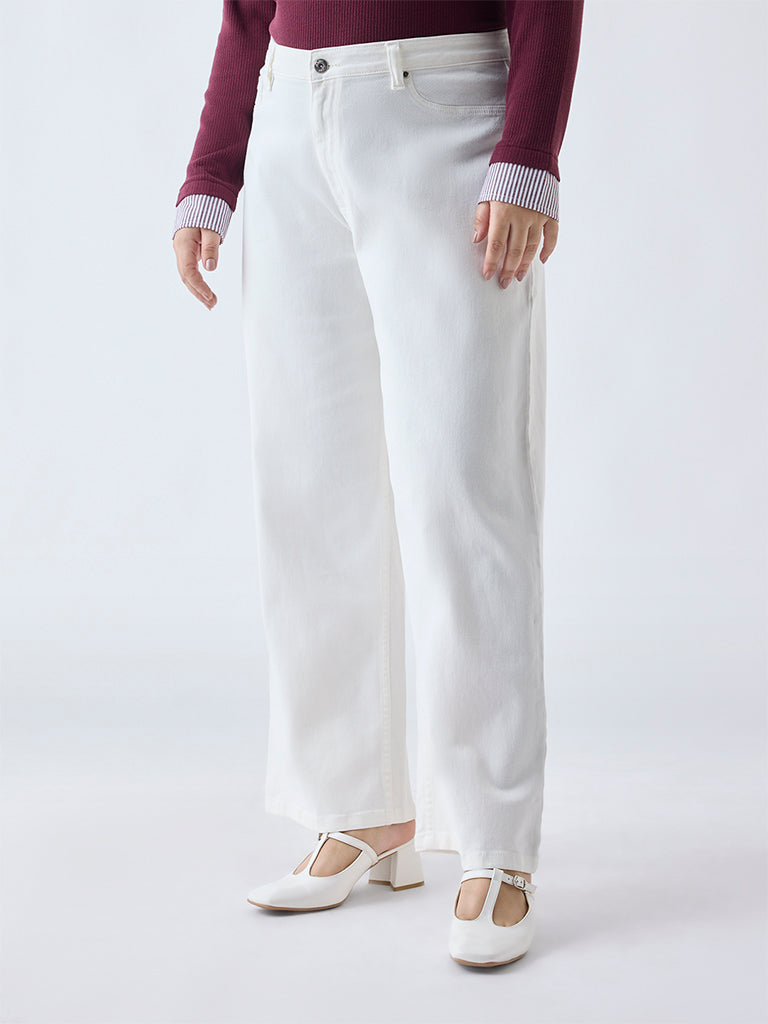 Gia White Wide-Leg High-Rise Jeans