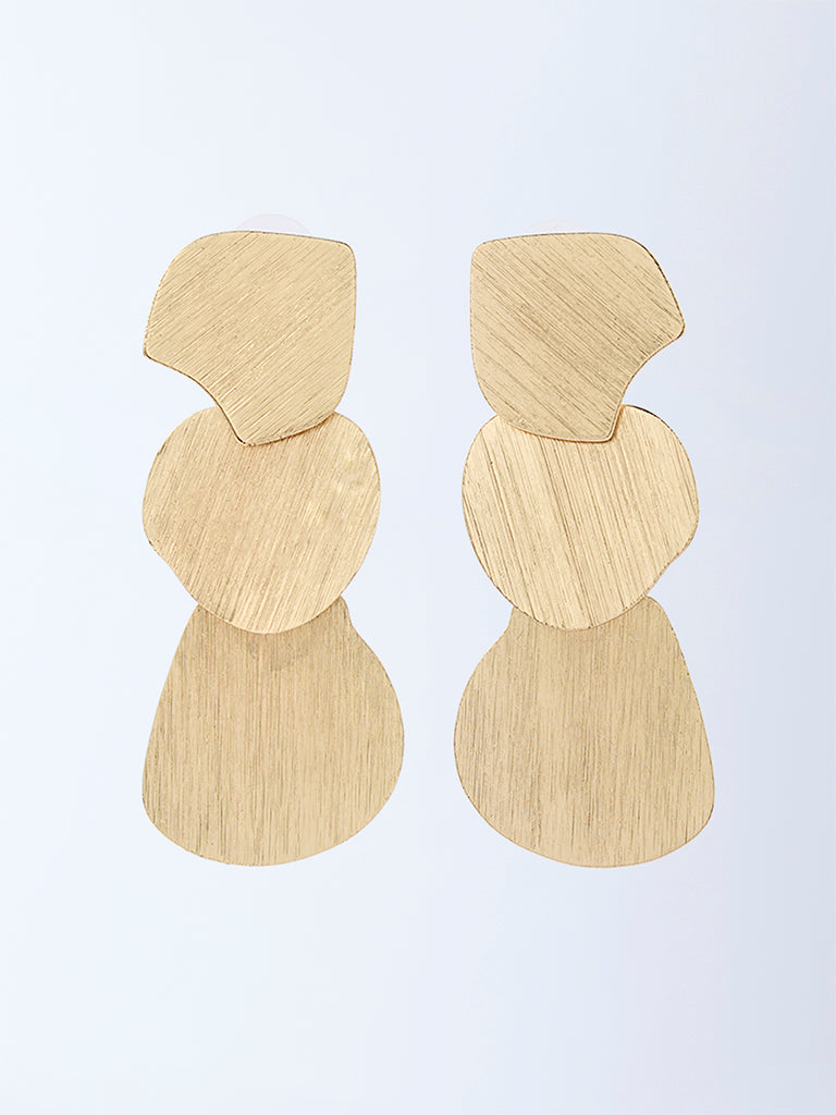 Westside Accessories Gold Textured Disc Dangler Earrings