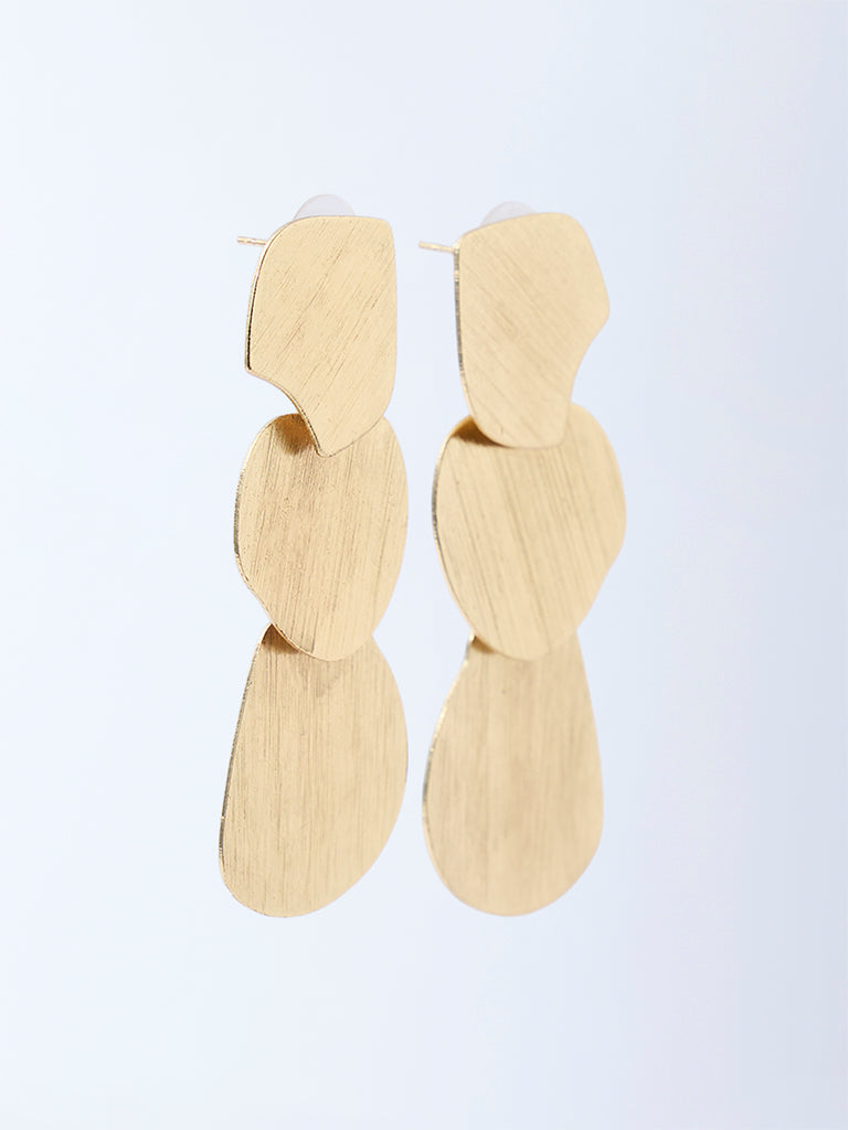 Westside Accessories Gold Textured Disc Dangler Earrings