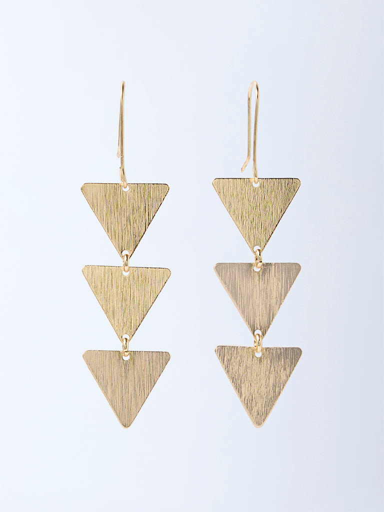 Westside Accessories Gold Triangular Statement Dangler Earrings
