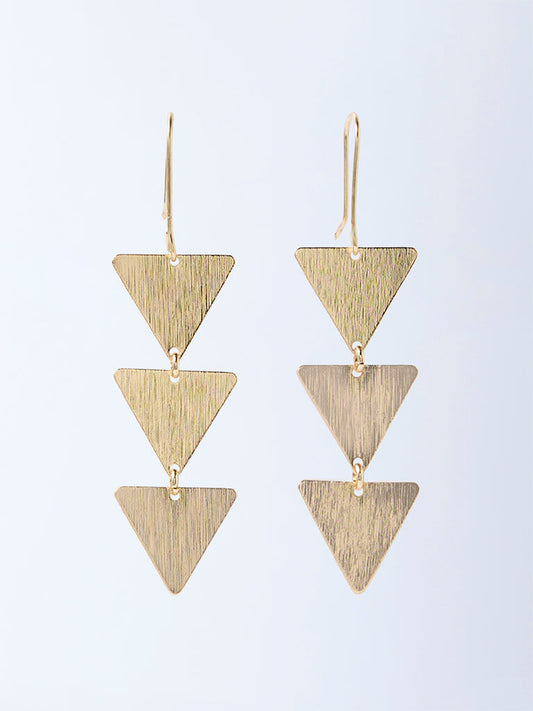 Westside Accessories Gold Triangular Statement Dangler Earrings