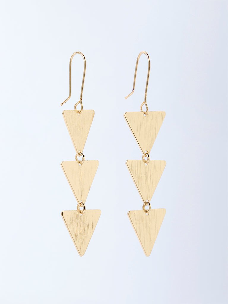 Westside Accessories Gold Triangular Statement Dangler Earrings