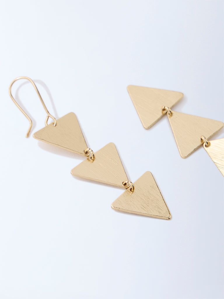 Westside Accessories Gold Triangular Statement Dangler Earrings
