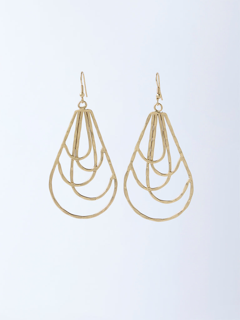 Westside Accessories Gold Sculpted Fish Hook Earrings