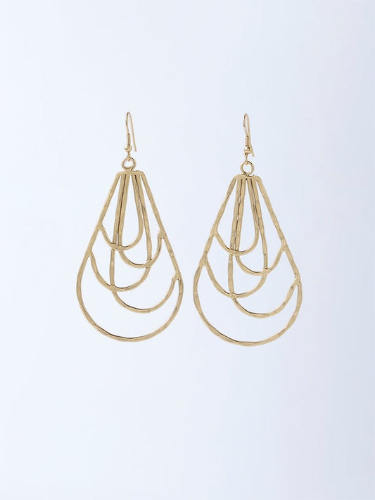Westside Accessories Gold Sculpted Fish Hook Earrings