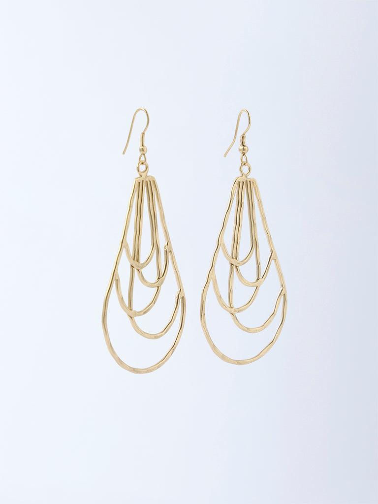 Westside Accessories Gold Sculpted Fish Hook Earrings