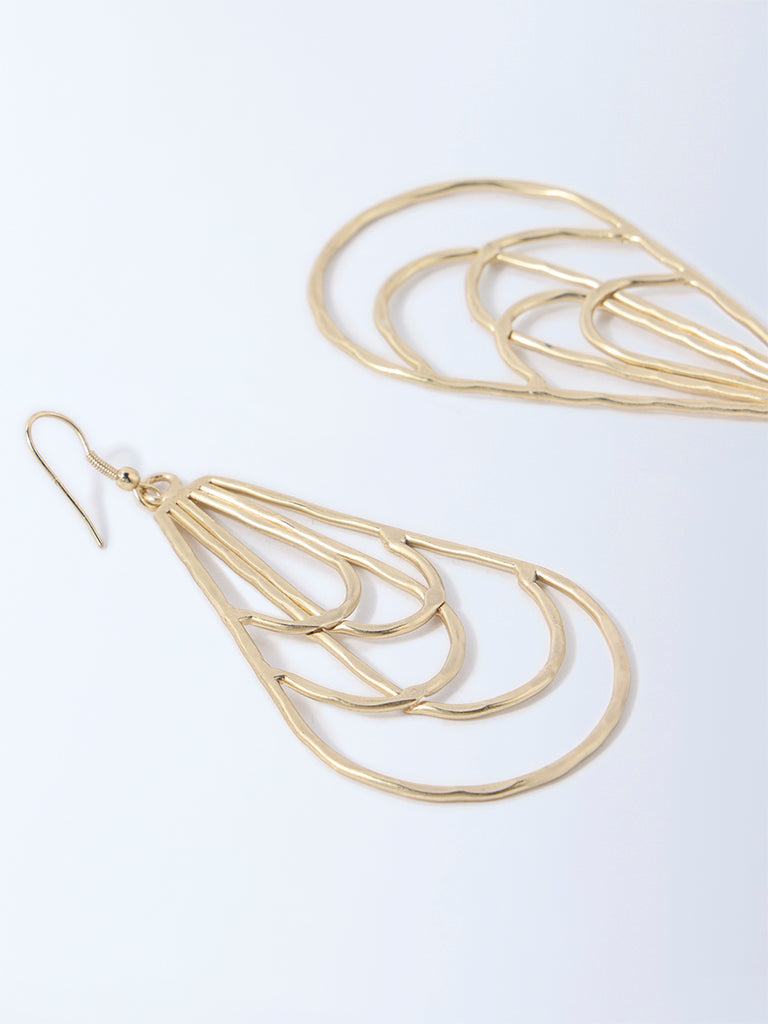 Westside Accessories Gold Sculpted Fish Hook Earrings