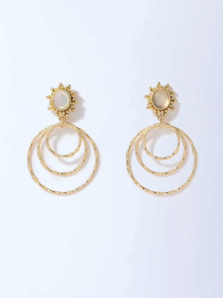 Westside Accessories Gold Statement Dangler Hoop Earrings