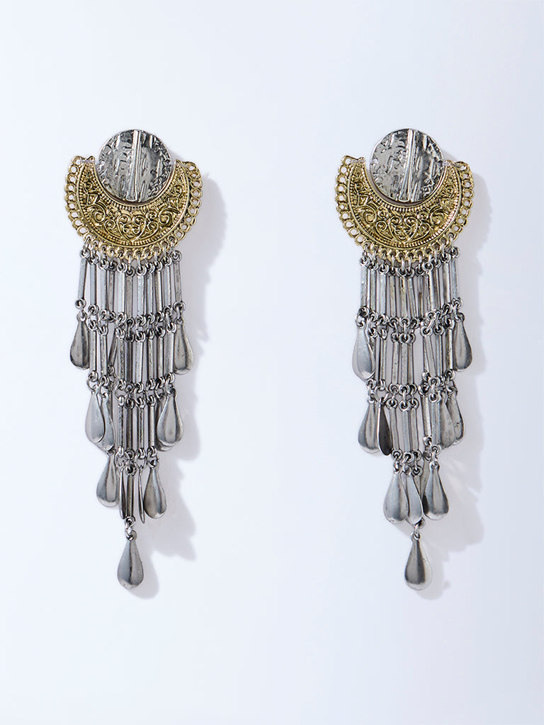 Westside Accessories Silver and Gold Tassel Detailed Earrings
