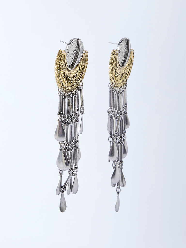 Westside Accessories Silver and Gold Tassel Detailed Earrings