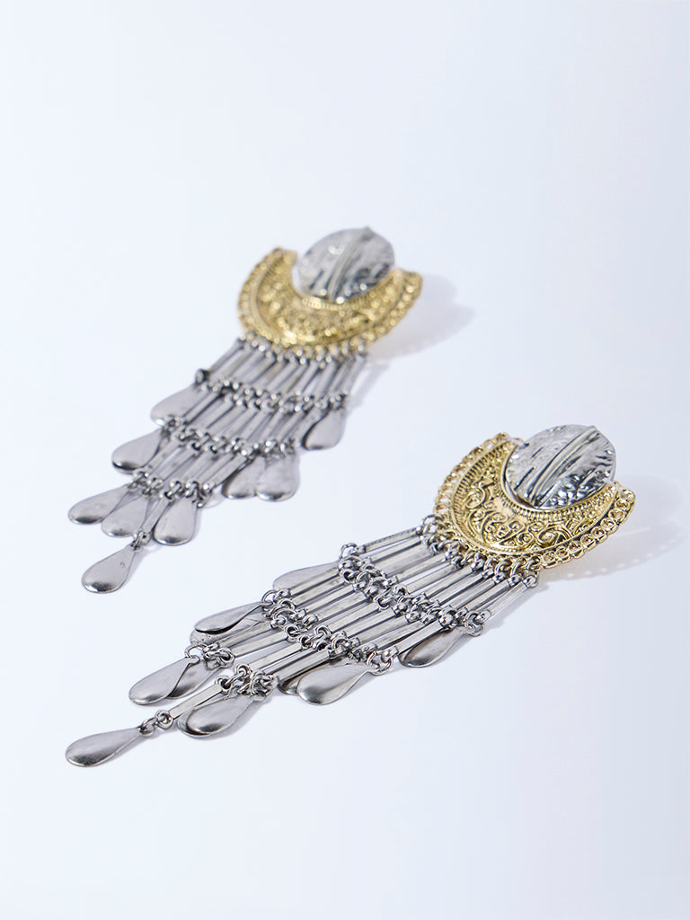 Westside Accessories Silver and Gold Tassel Detailed Earrings