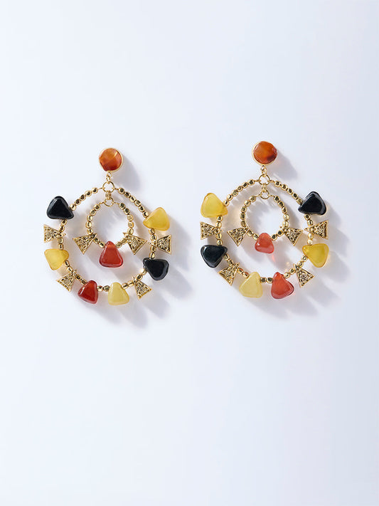 Westside Accessories Multicolour Gemstone-Detailed Statement Earrings