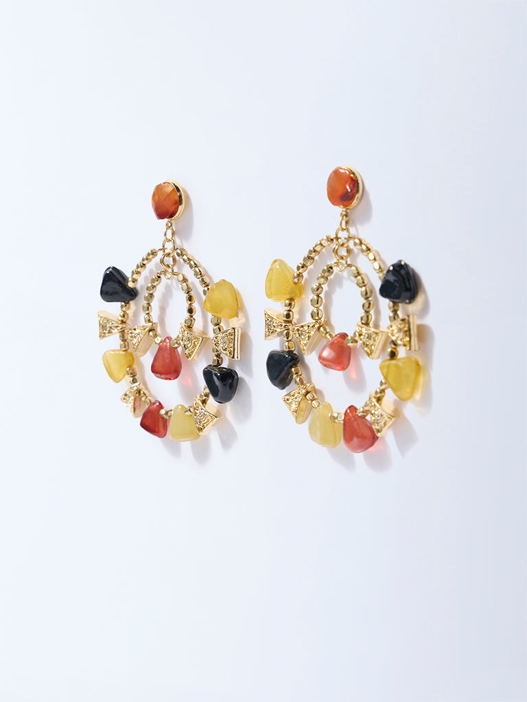 Westside Accessories Multicolour Gemstone-Detailed Statement Earrings