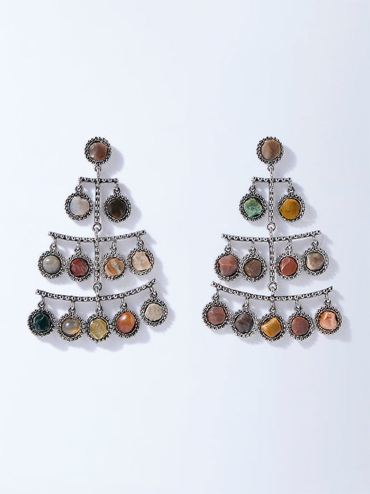Westside Accessories Multicolour Gemstone-Detailed Statement Earrings