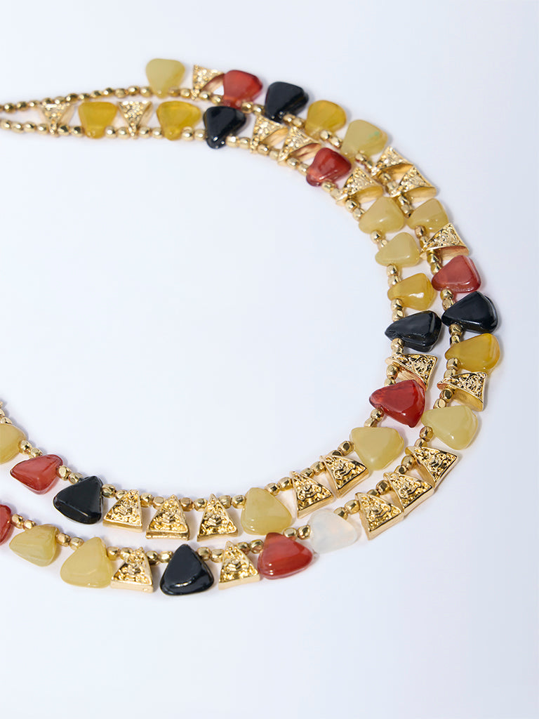 Westside Accessories Multicolour Gemstone-Detailed Dual Layered Necklace