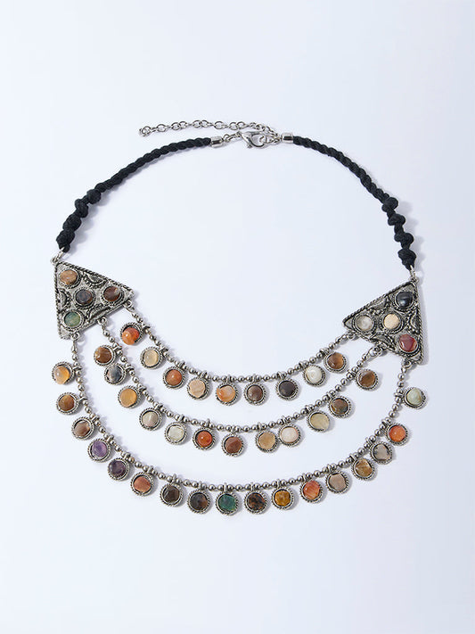 Westside Accessories Silver Gemstone-Detailed Statement Necklace