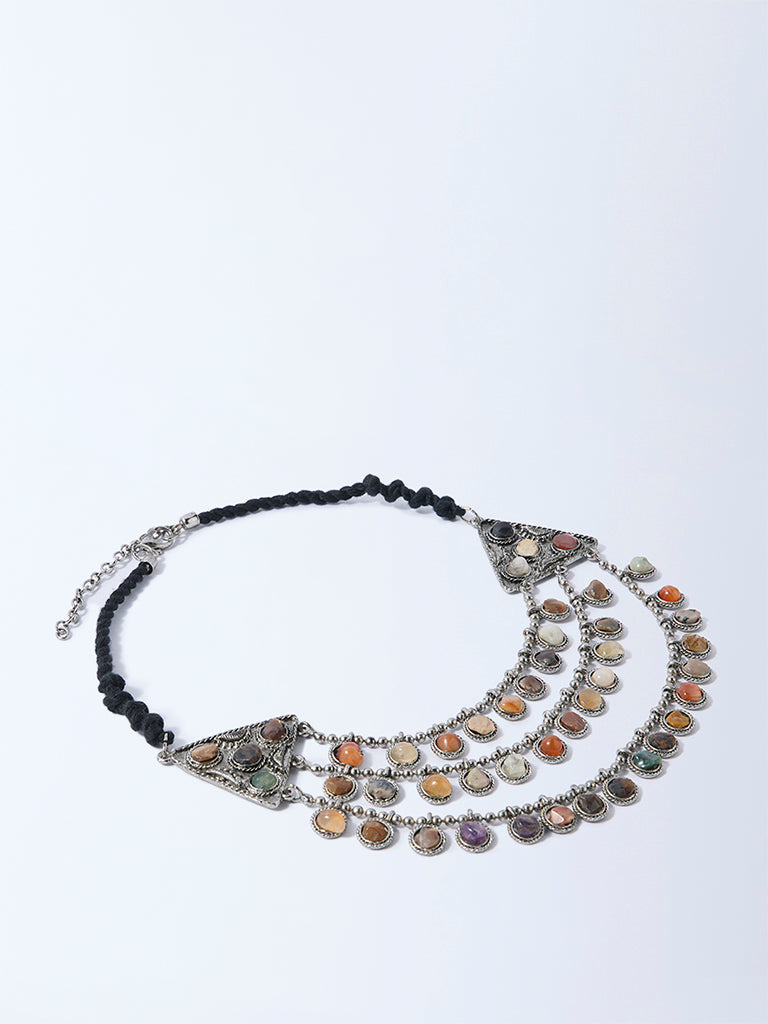 Westside Accessories Silver Gemstone-Detailed Statement Necklace