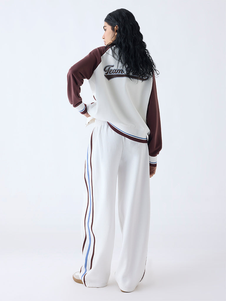 Studiofit White Striped High-Rise Track Pants