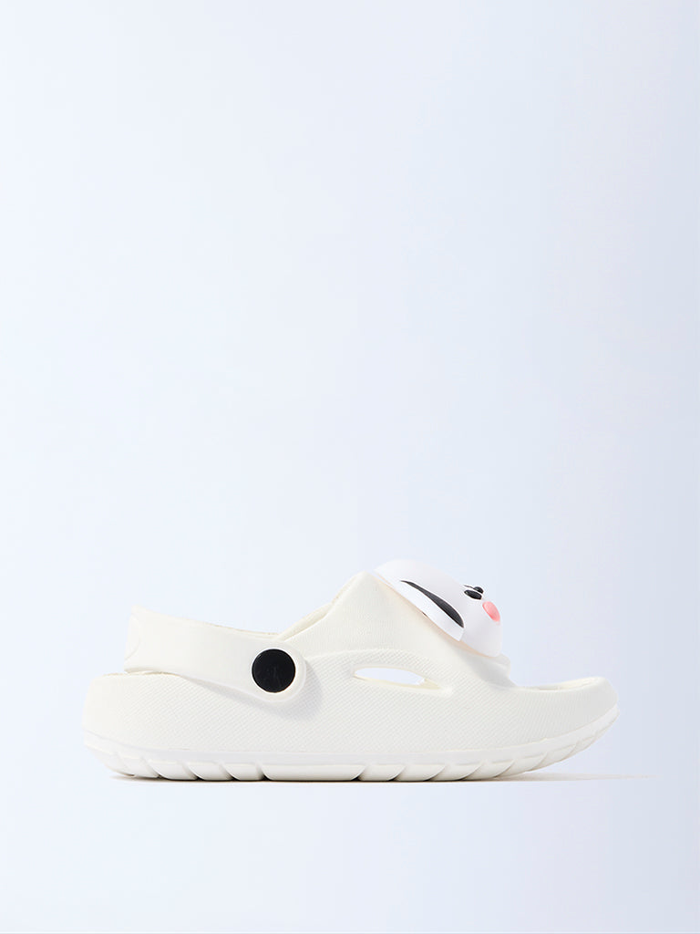 Yellow White Dog-Themed Slingback Clogs