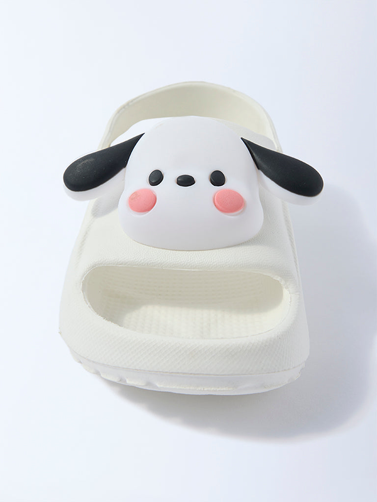 Yellow White Dog-Themed Slingback Clogs