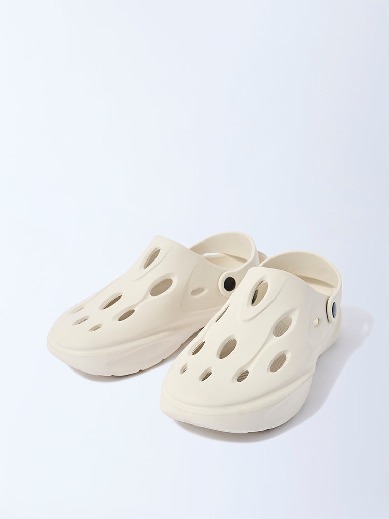 SOLEPLAY Ivory Perforated Clogs