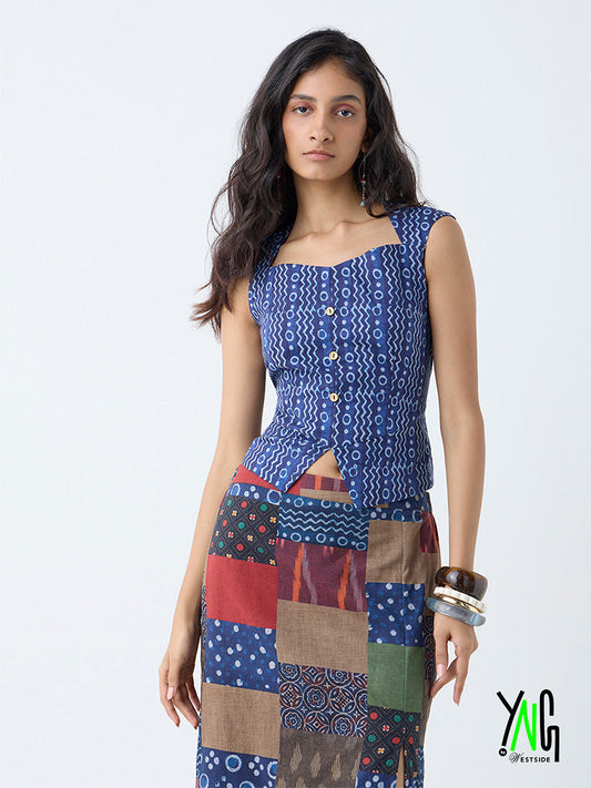 Bombay Paisley Indigo Printed Cotton Top