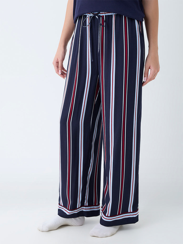 Wunderlove Navy Striped High-Rise Pants