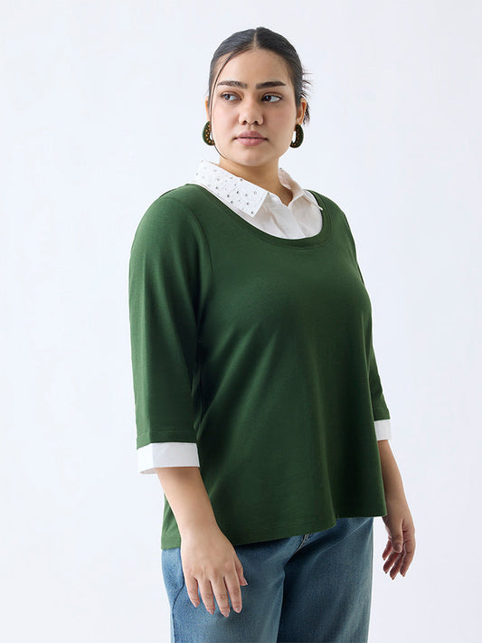Gia Dark Green Embellished Top