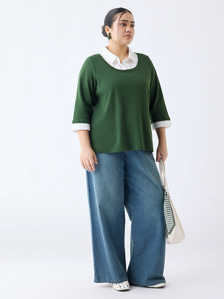 Gia Dark Green Embellished Top
