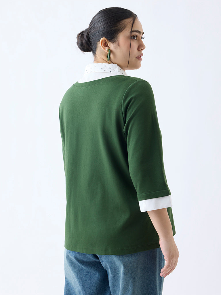 Gia Dark Green Embellished Top