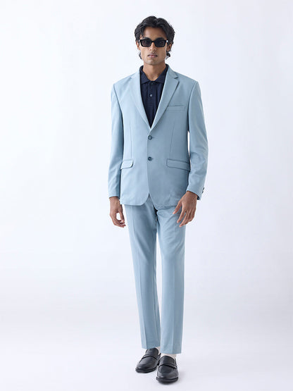 WES Formals Light Teal Slim-Fit Blazer