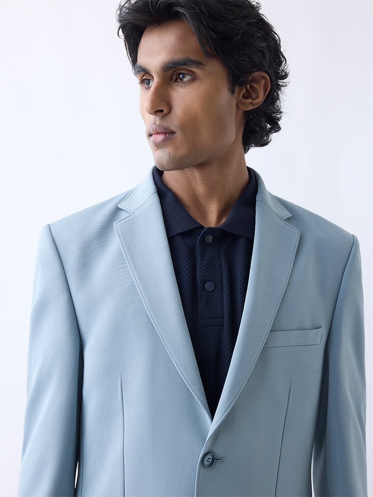 WES Formals Light Teal Slim-Fit Blazer