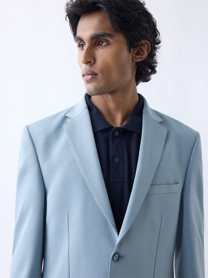 WES Formals Light Teal Slim-Fit Blazer