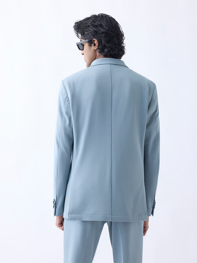 WES Formals Light Teal Slim-Fit Blazer