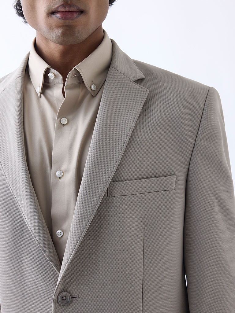 WES Formals Taupe Slim-Fit Blazer