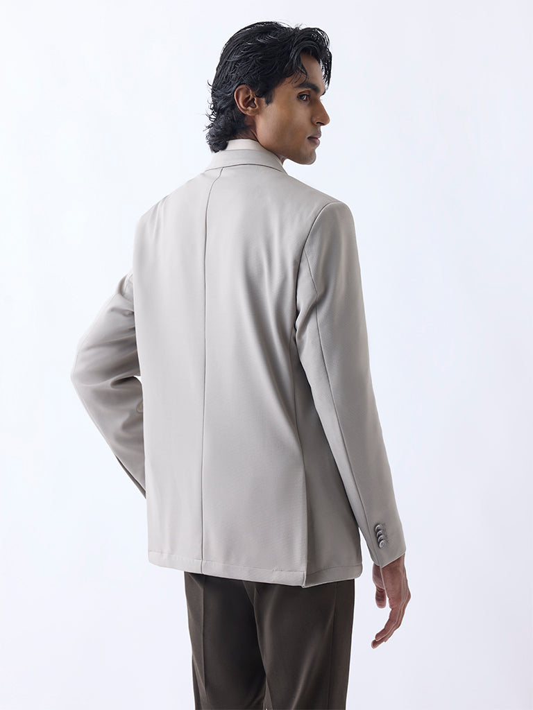 WES Formals Taupe Slim-Fit Blazer
