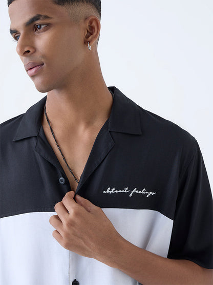 Nuon Black Colour Block Relaxed-Fit Shirt