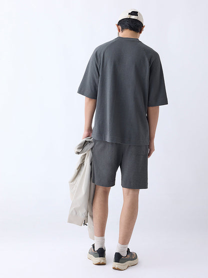 Studiofit Dark Grey Relaxed-Fit Cotton-Blend T-Shirt