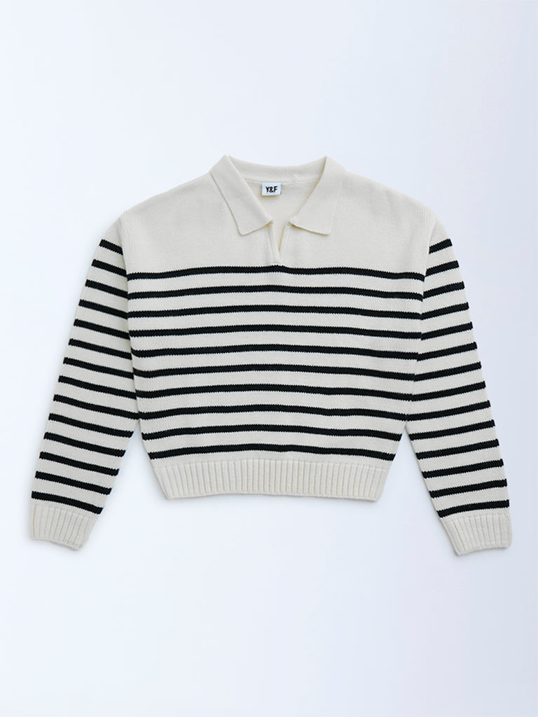 Y&F Kids Black Striped Sweater