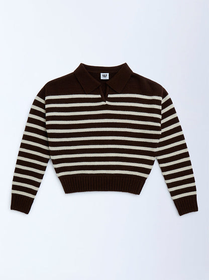 Y&F Kids Brown Striped Sweater