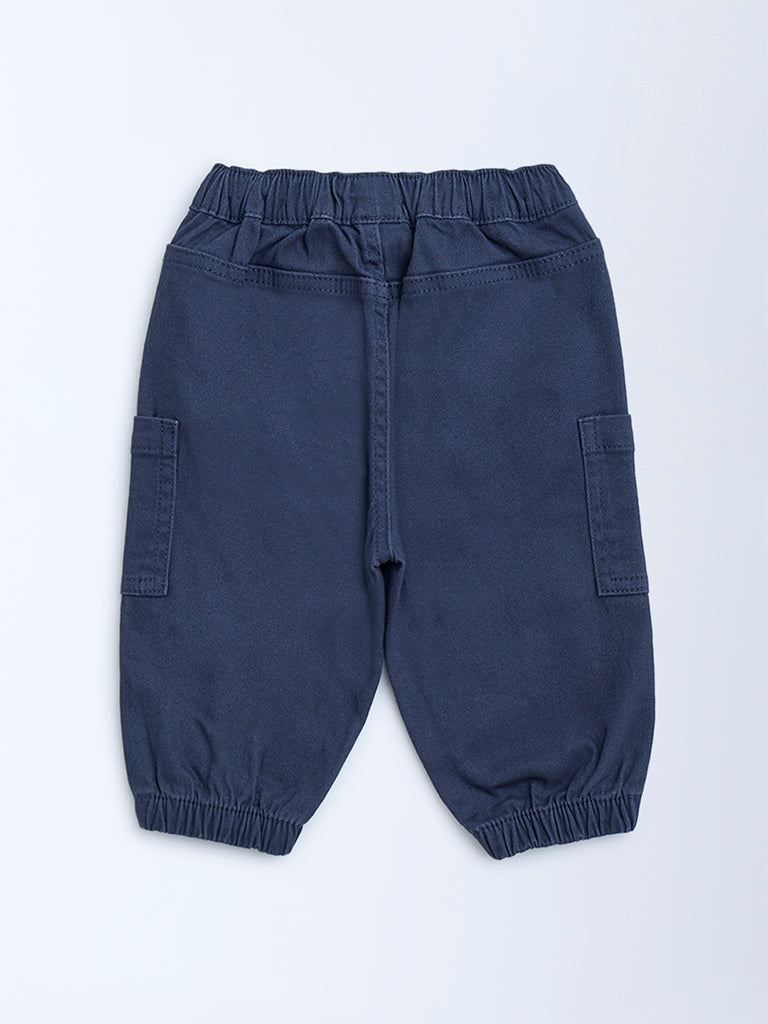 HOP Baby Navy Mid-Rise Cotton-Blend Joggers