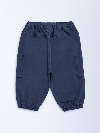 HOP Baby Navy Mid-Rise Cotton-Blend Joggers