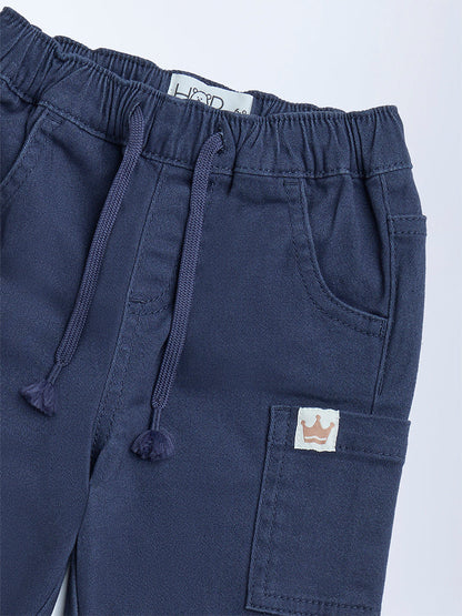 HOP Baby Navy Mid-Rise Cotton-Blend Joggers