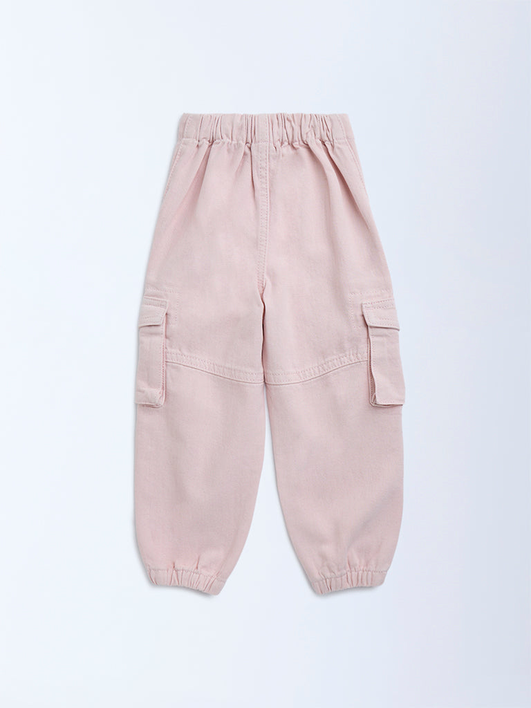 HOP Kids Pink Jogger-Style Relaxed-Fit High-Rise Jeans