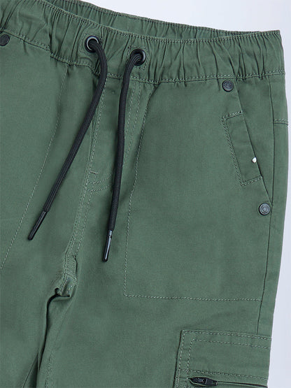 HOP Kids Olive Mid-Rise Cotton Joggers