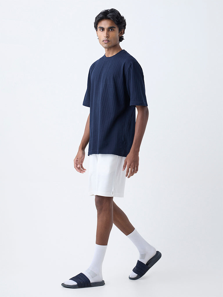 WES Lounge Navy Relaxed-Fit Cotton-Blend T-Shirt