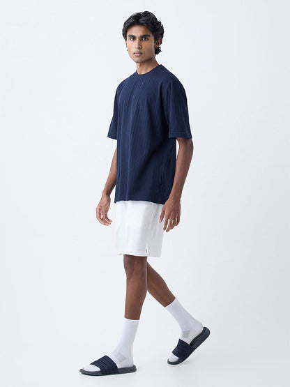 WES Lounge Navy Relaxed-Fit Cotton-Blend T-Shirt