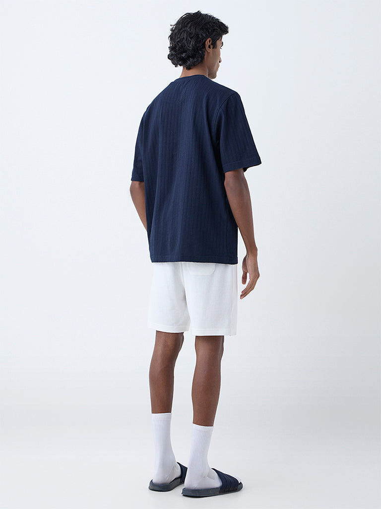 WES Lounge Navy Relaxed-Fit Cotton-Blend T-Shirt