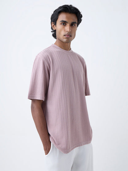WES Lounge Dusty Pink Relaxed-Fit Cotton-Blend T-Shirt